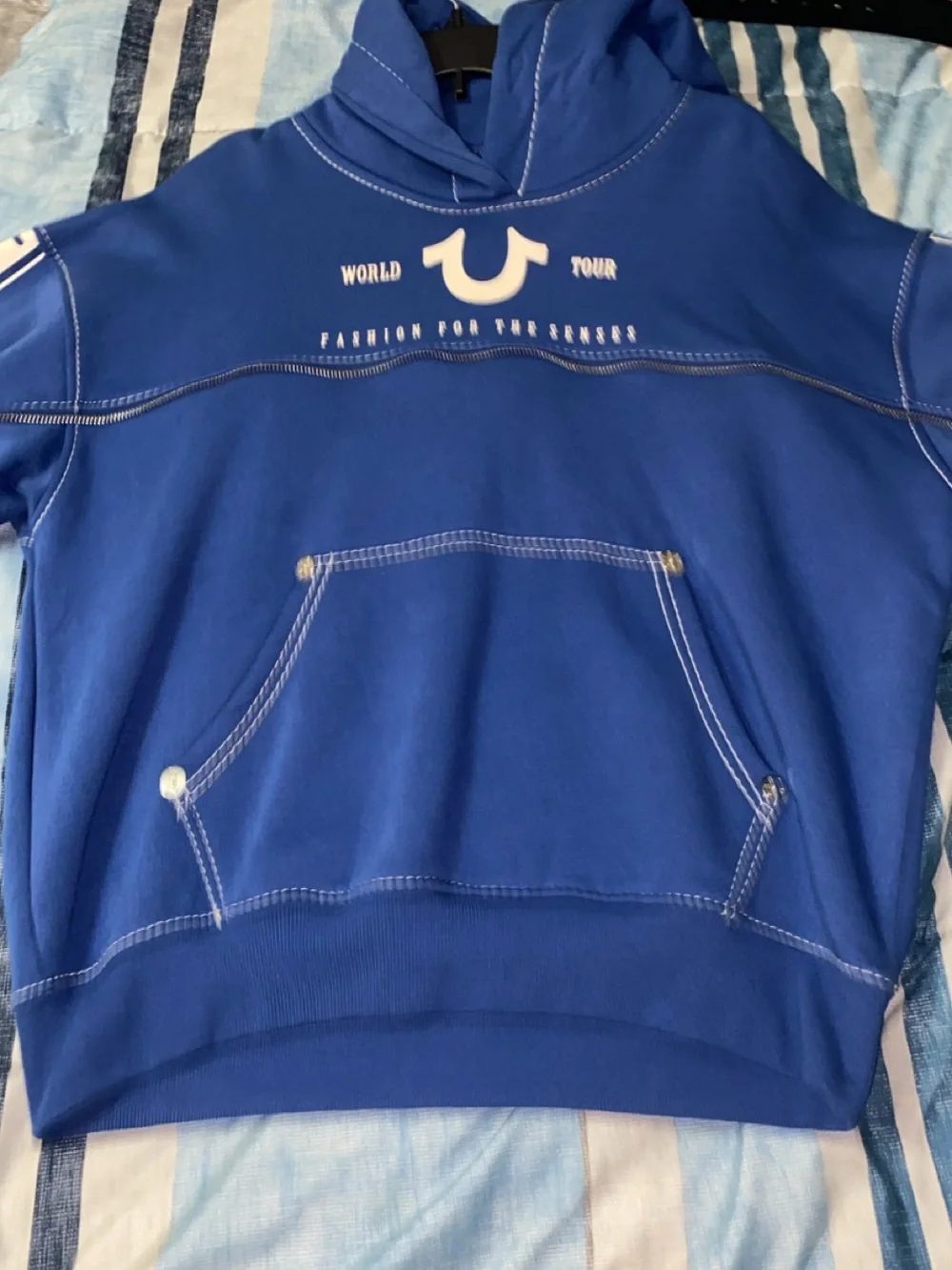 True Religion Royal Blue cropped Hoodie
